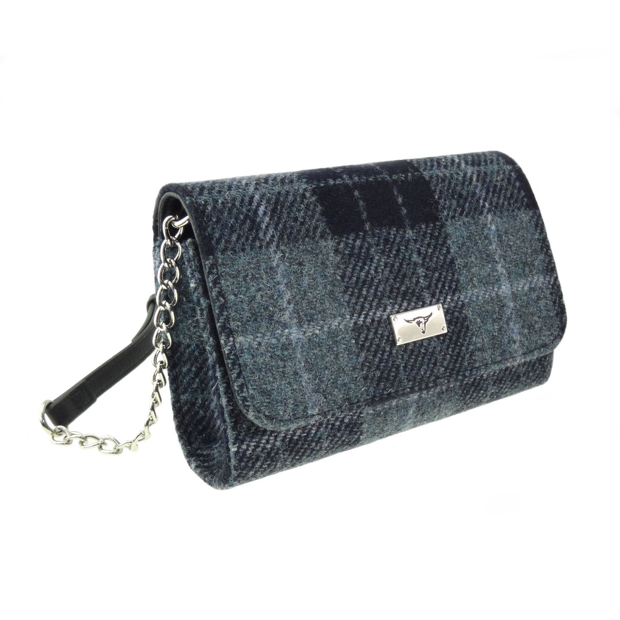 Strathy Mini Wallet cross-Body Bag Light Grey and Black Tartan