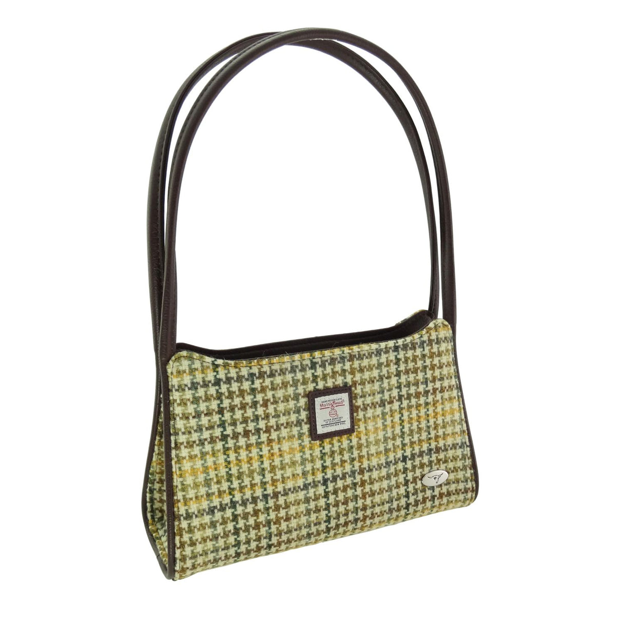 Fiddich Slim Handbag Yellow, Green & Brown Dogtooth