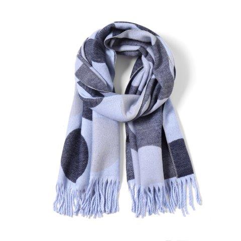 Sky Blue Cashmere Blend Reversible Oversized Polka Dots Scarf
