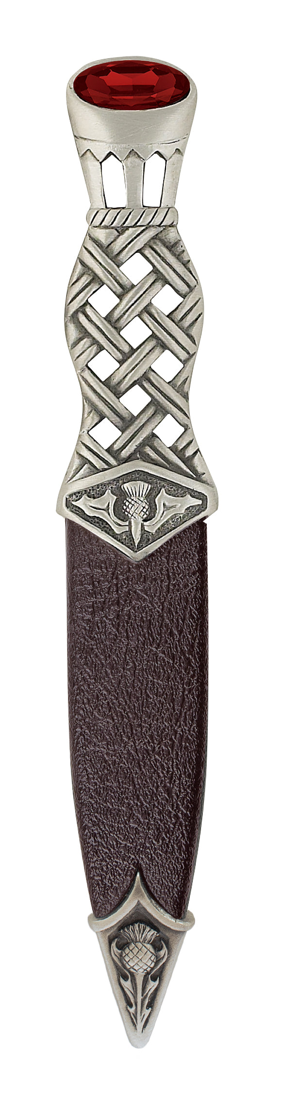 Lochy Weave Handle Matt Pewter with Stone Sgian Dubh