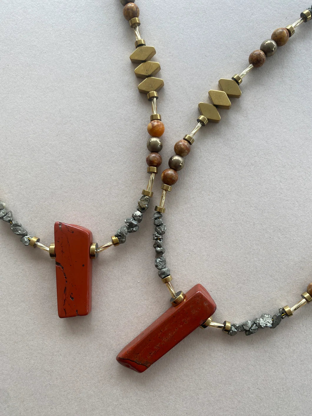 Red Jasper, Maifan & Nugget Necklace