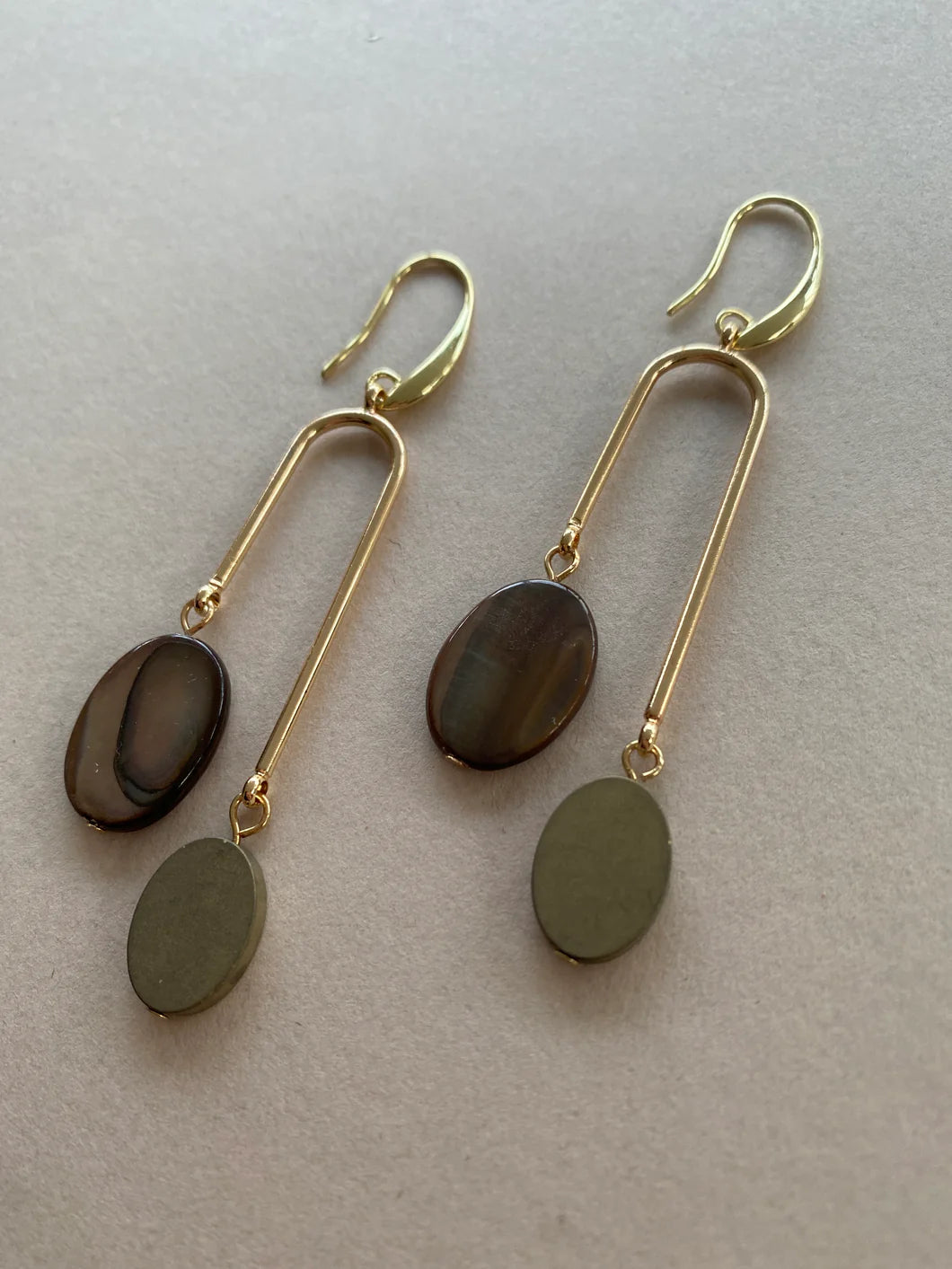 Shell & Hematite Drop Earrings