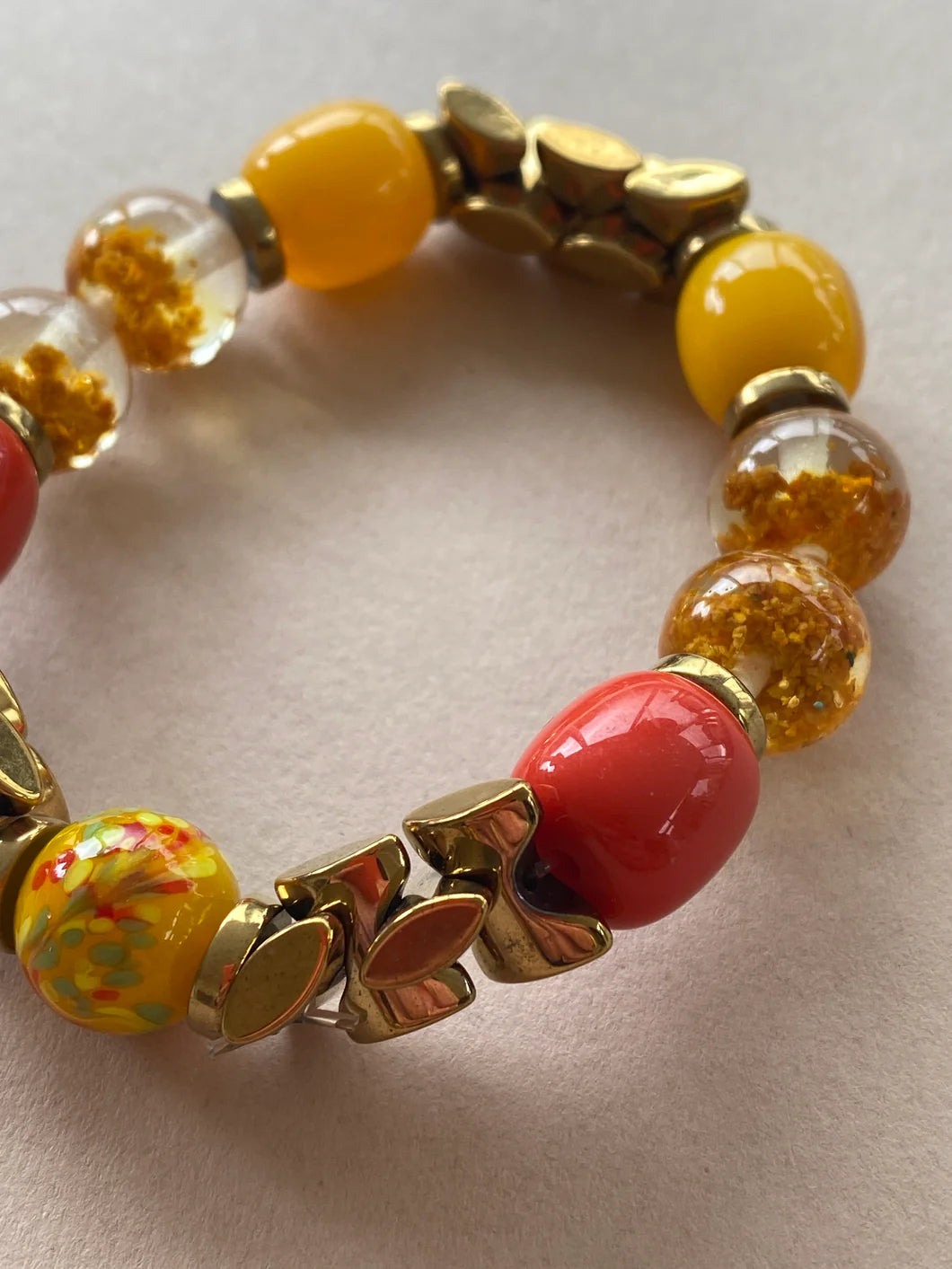 Orange and Yellow Resin Elasticated Bracelet