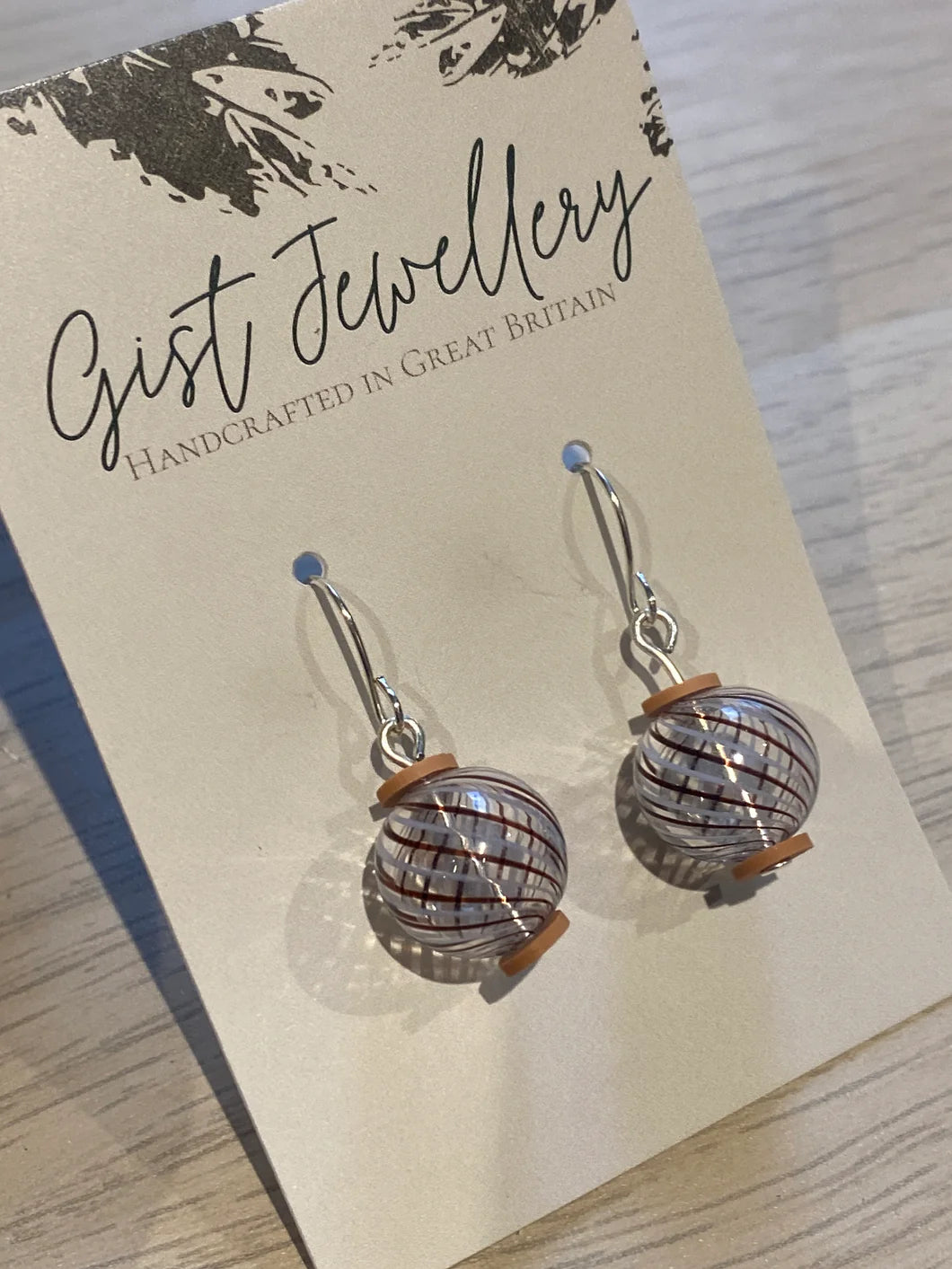 Coconut Tan Brown Blown Glass Globe Earrings