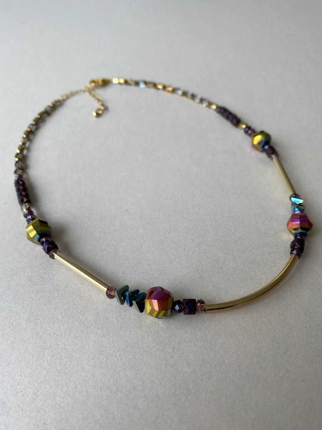 Crystal and Purple Hematite Necklace