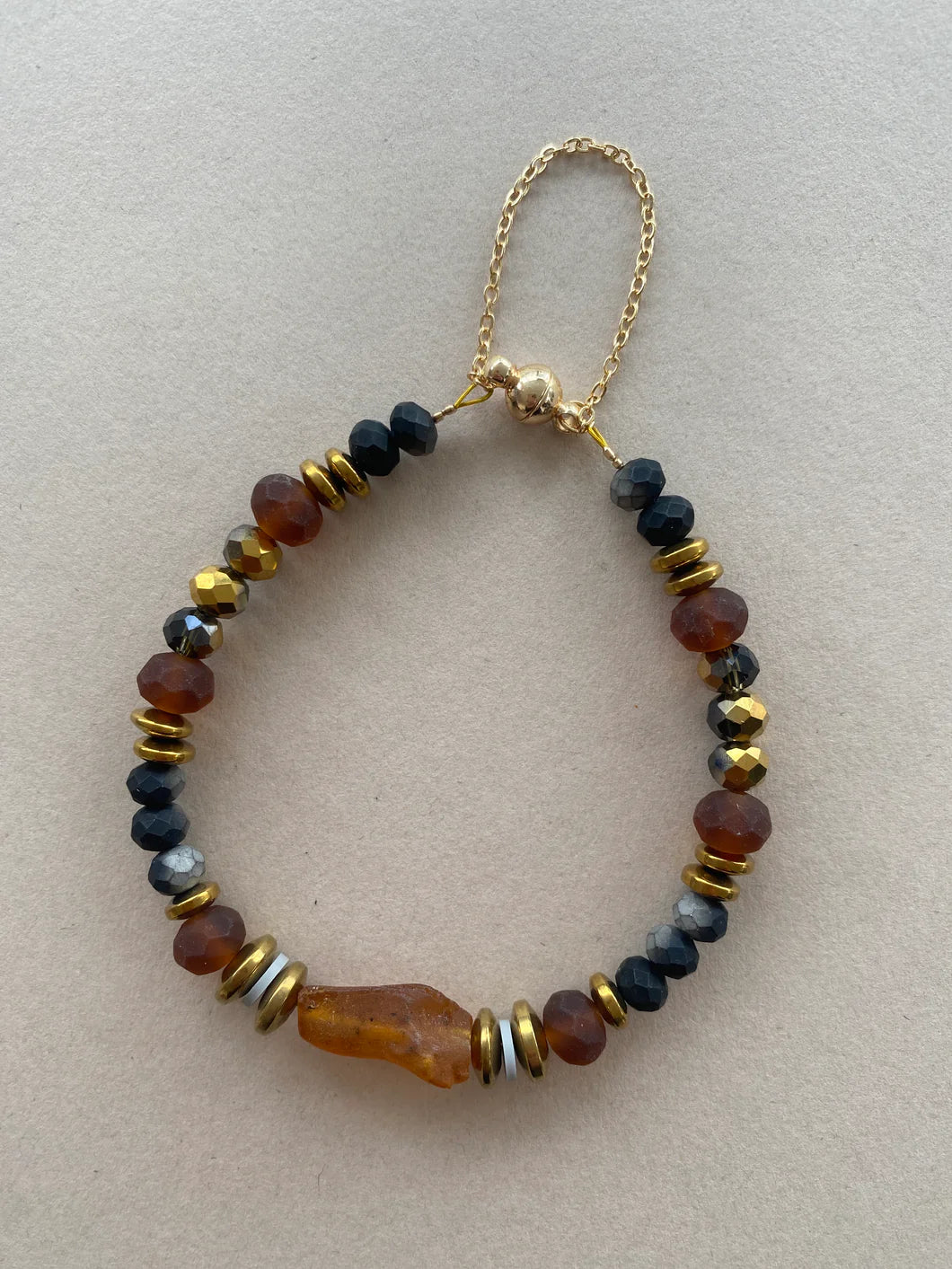 Raw Amber and Crystal Bracelet