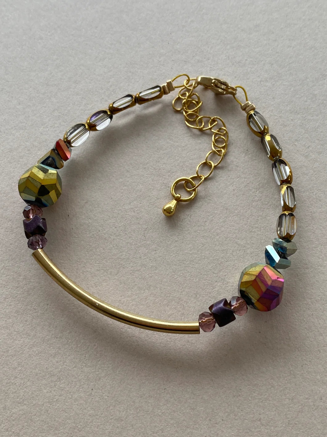 Crystal And Purple Hematite Bracelet