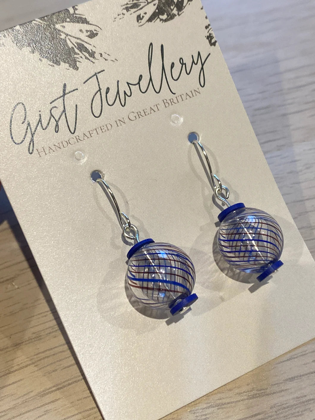 Royal Blue Blown Glass Globe Earrings