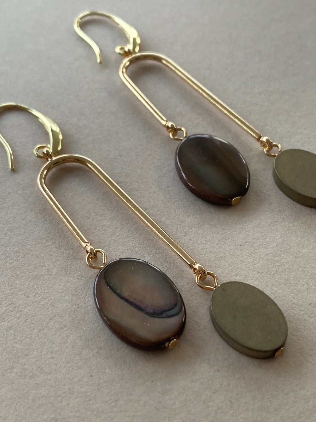 Shell & Hematite Drop Earrings
