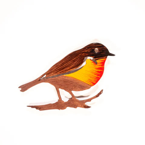 Robin on Branch Aluminium Decoration (25cm)