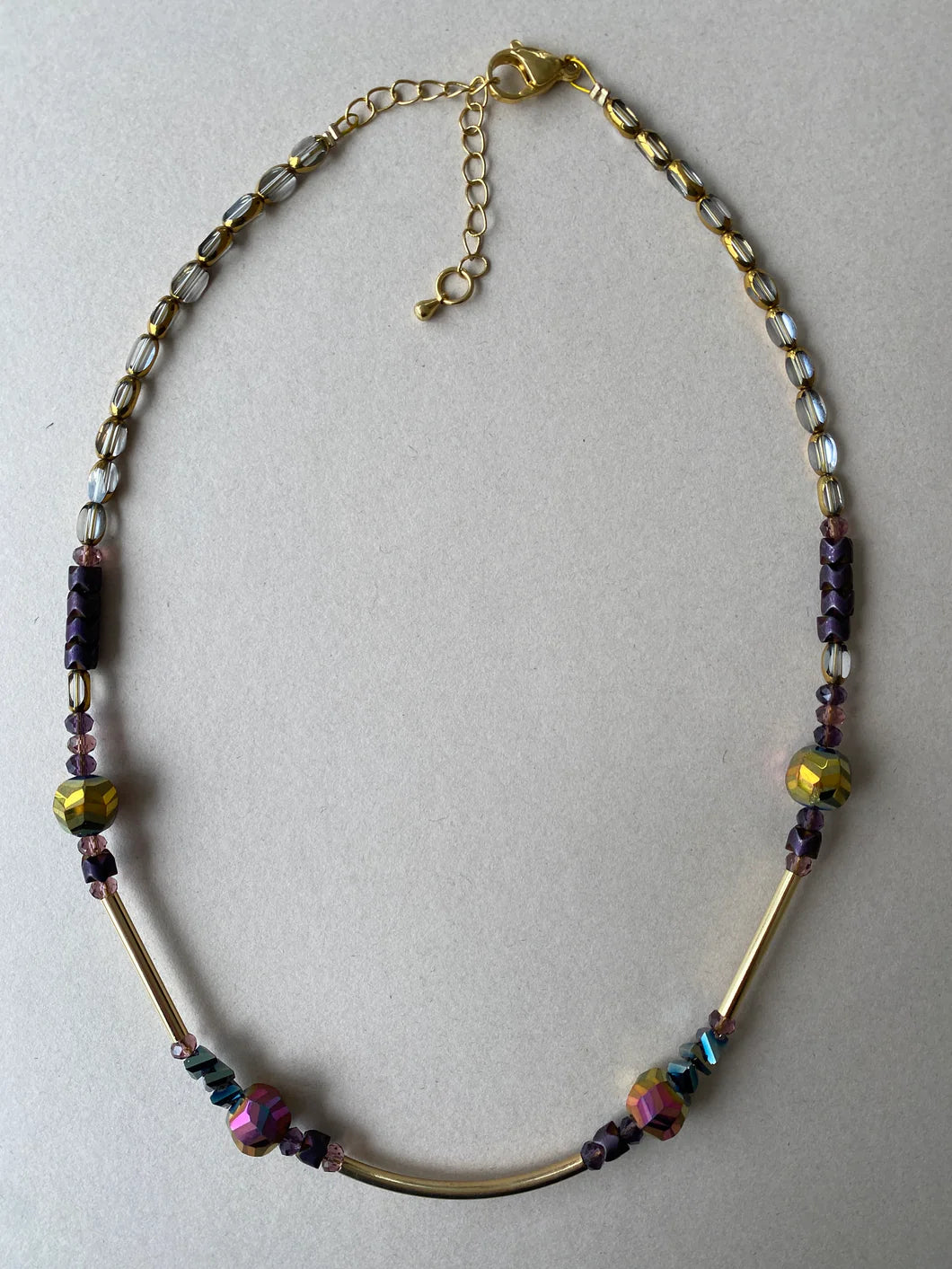 Crystal and Purple Hematite Necklace