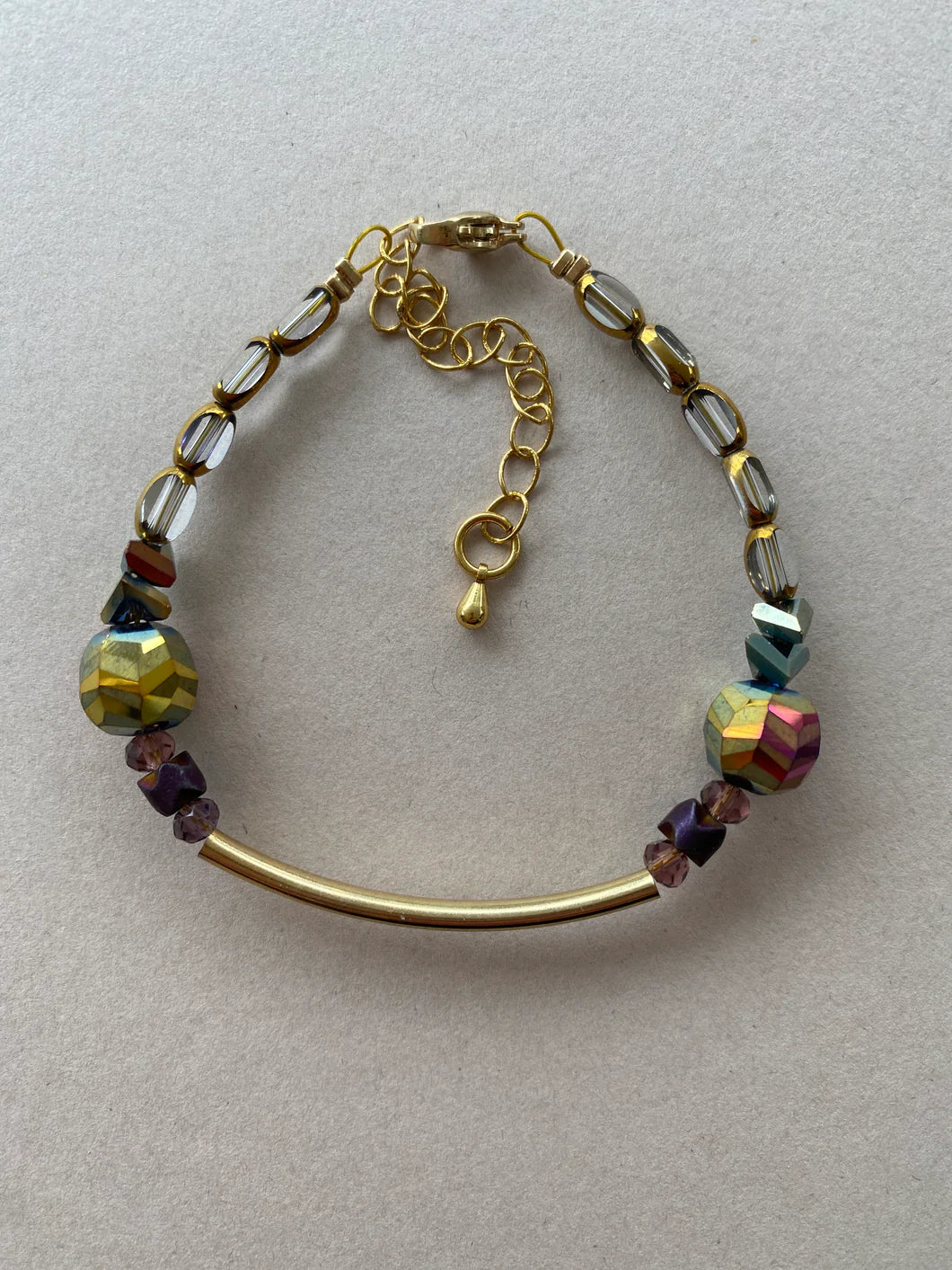 Crystal And Purple Hematite Bracelet