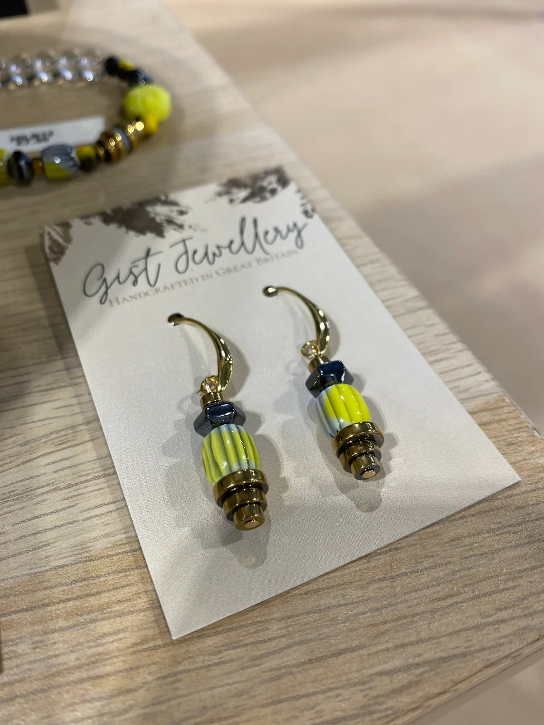 Yellow Grey Earrings