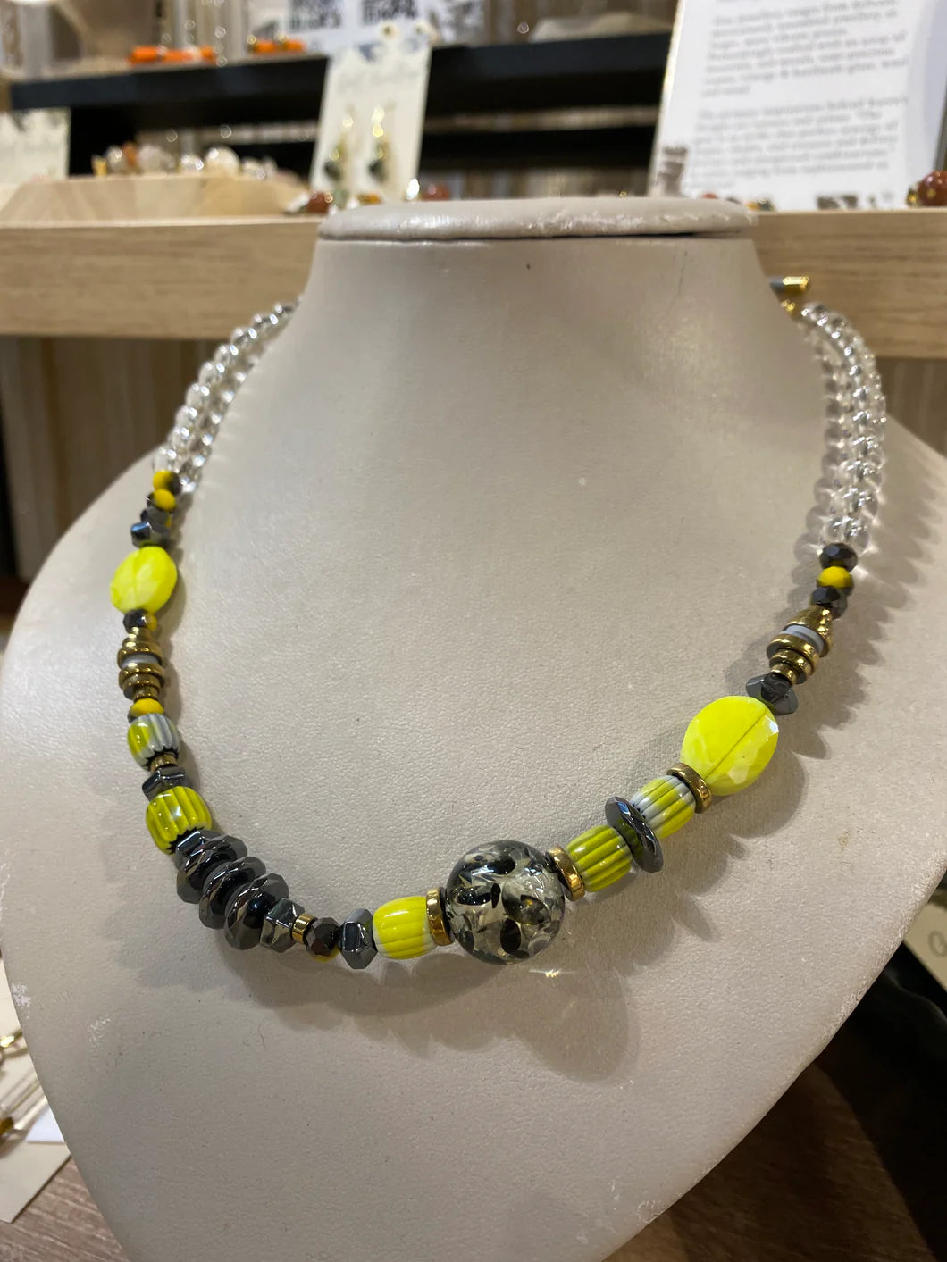 Black, Grey & Yellow/Green Necklace