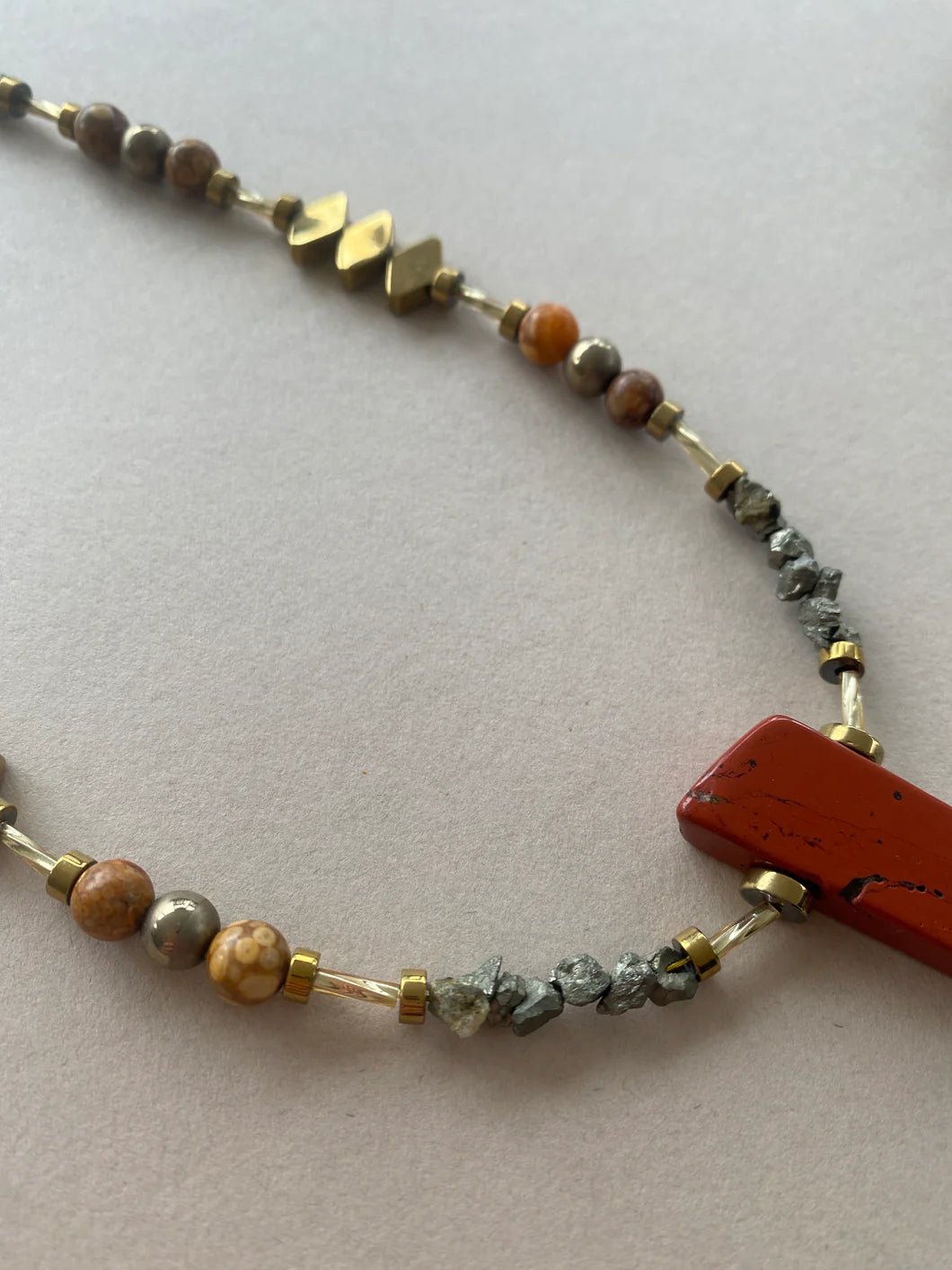 Red Jasper, Maifan & Nugget Necklace