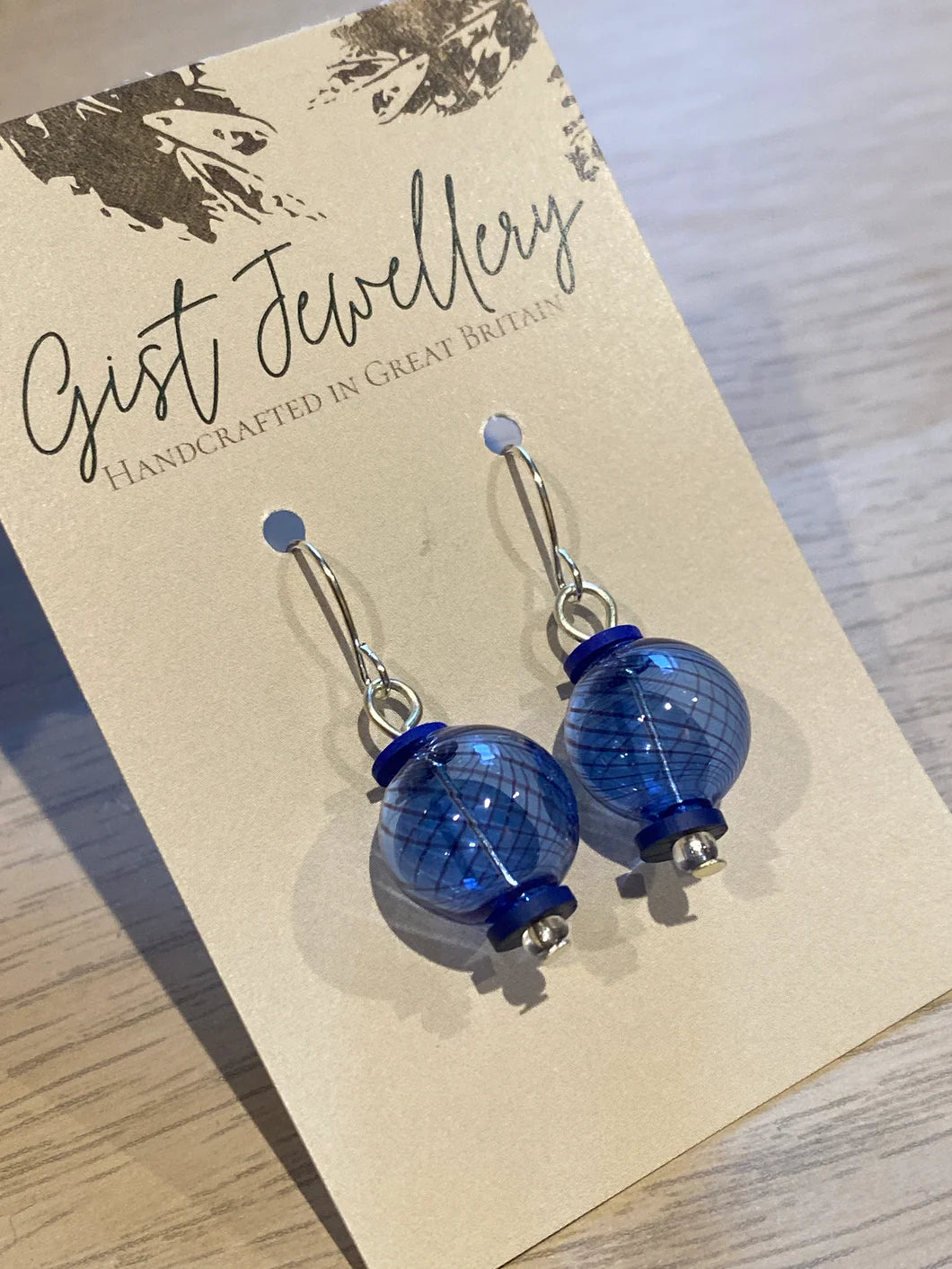 Navy Blown Glass Globe Earrings