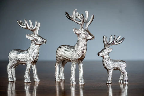 Extra Large Silver Aluminium Highland Stag (21cm)