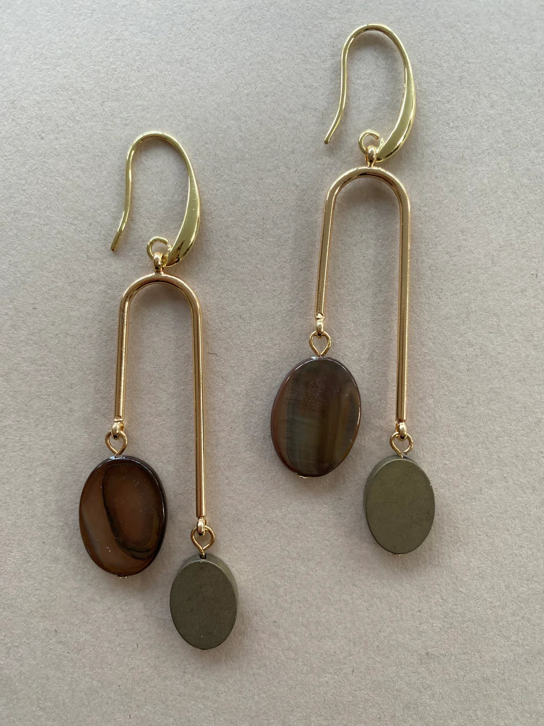 Shell & Hematite Drop Earrings