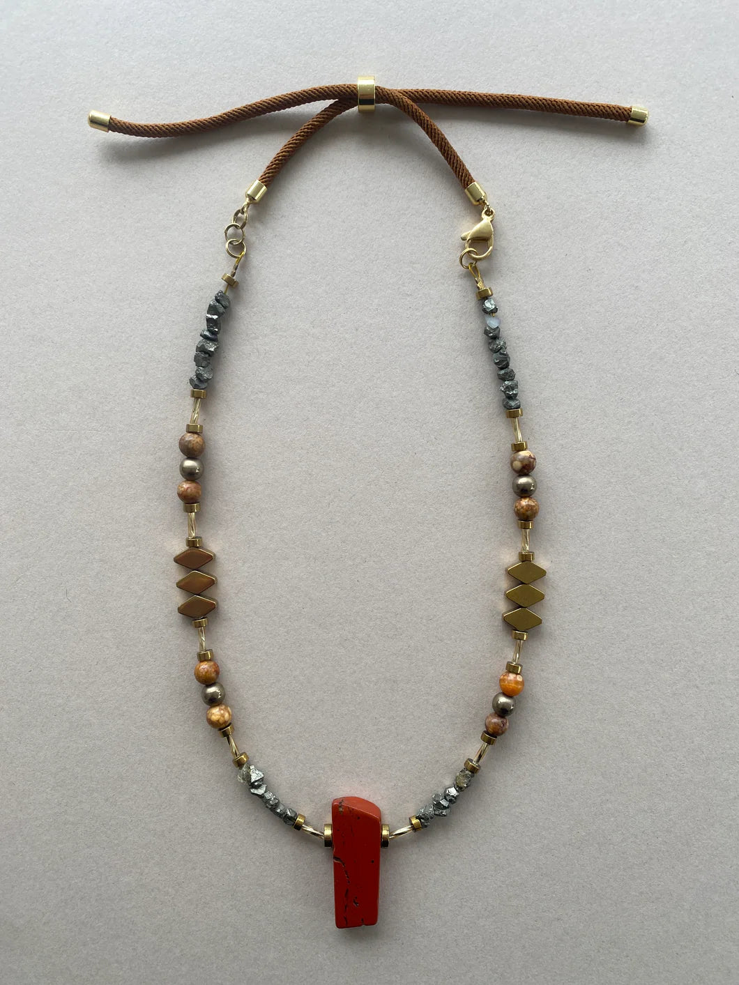 Red Jasper, Maifan & Nugget Necklace