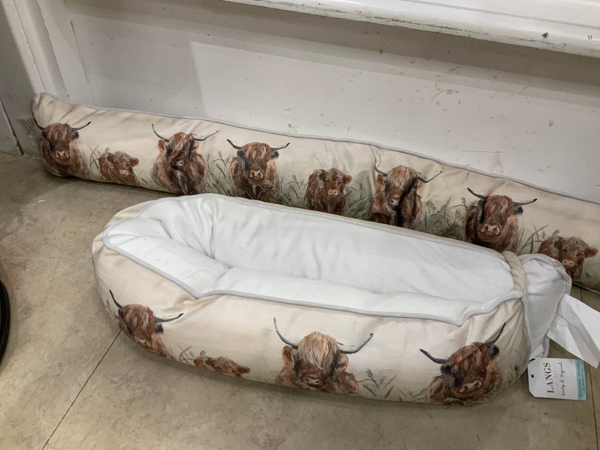Dougal Highland Cow Velour Draught Excluder Cushion