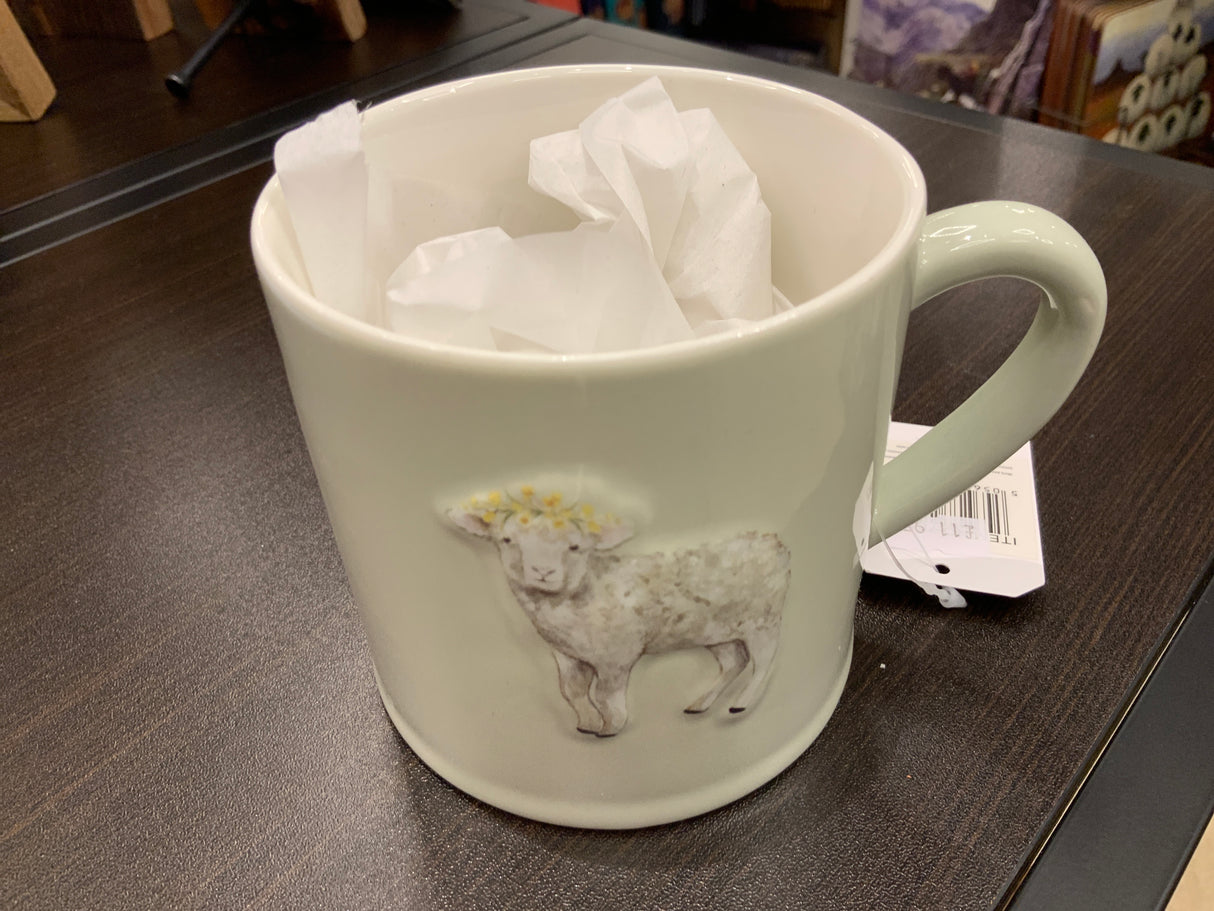 Stoneware Embossed Sheep With Flower Crown Mug