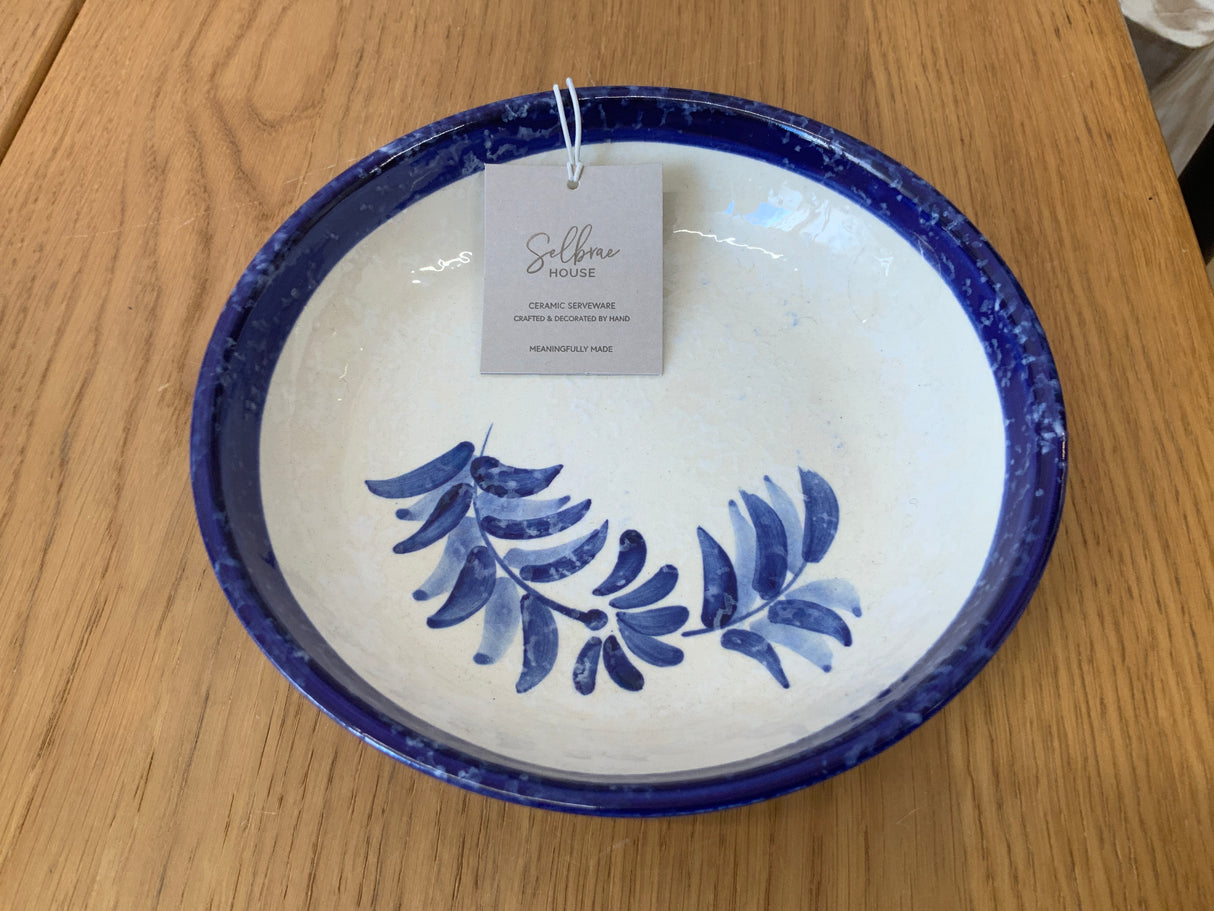 Blue Olive Ceramic Medium Serving Bowl