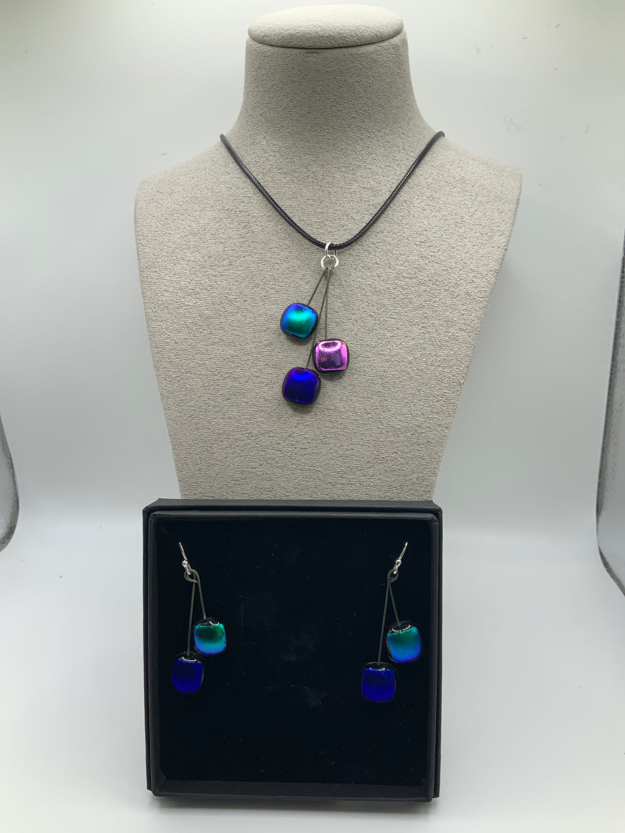 Trio Dot Pendant on cord & Earring Set