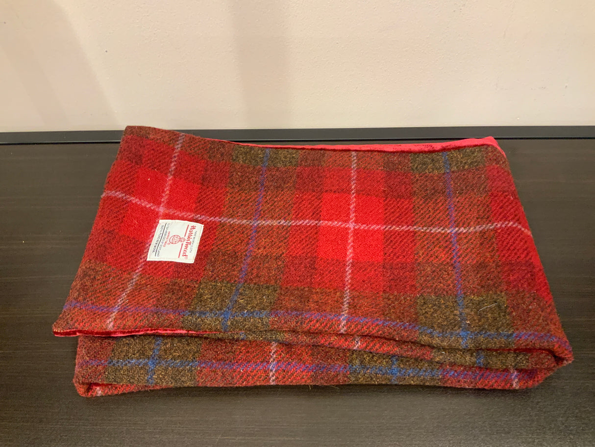 Red / Brown Harris Tweed Scarf With Velvet Back