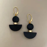 Hematite, Natural Shungit & Natural obsidian Earrings