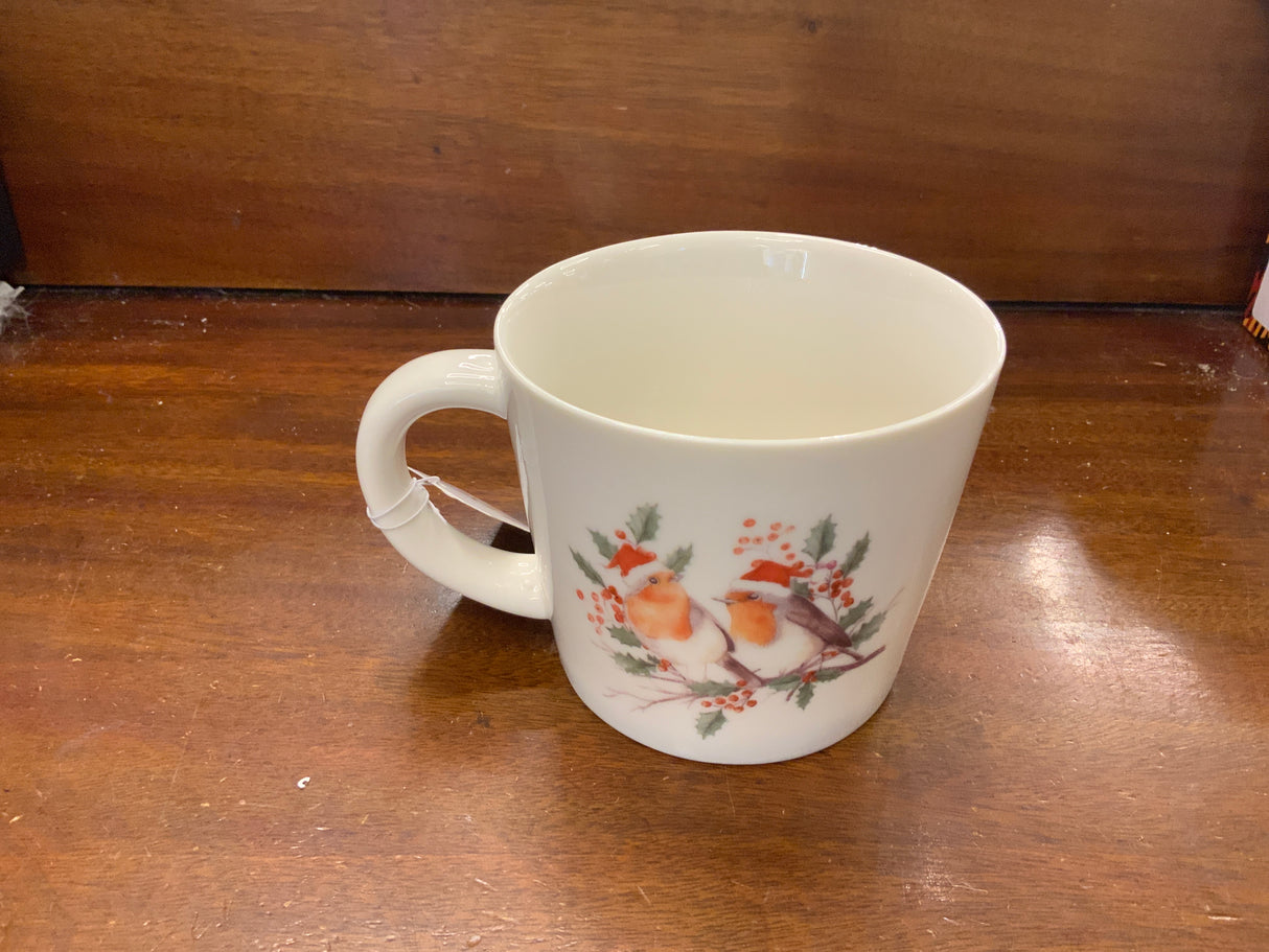 Festive Robin with Berries Stoneware Mug