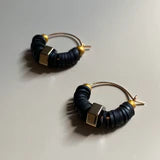 Clay & Hematite Gold Plated Hoop Earrings