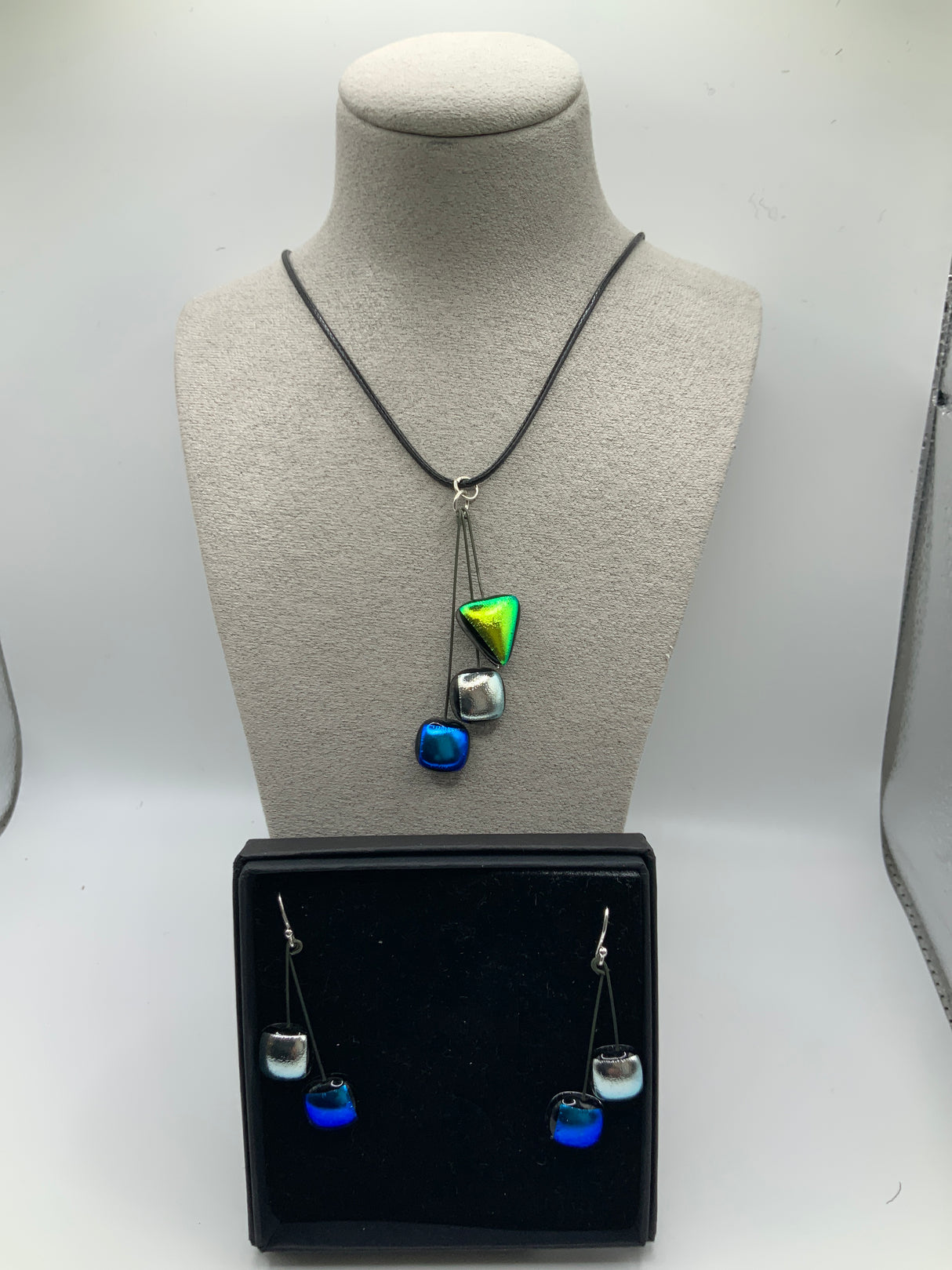 Trio Dot Pendant on cord & Earring Set