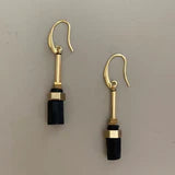 Hematite, Natural Shungit & Natural obsidian Drop Earrings