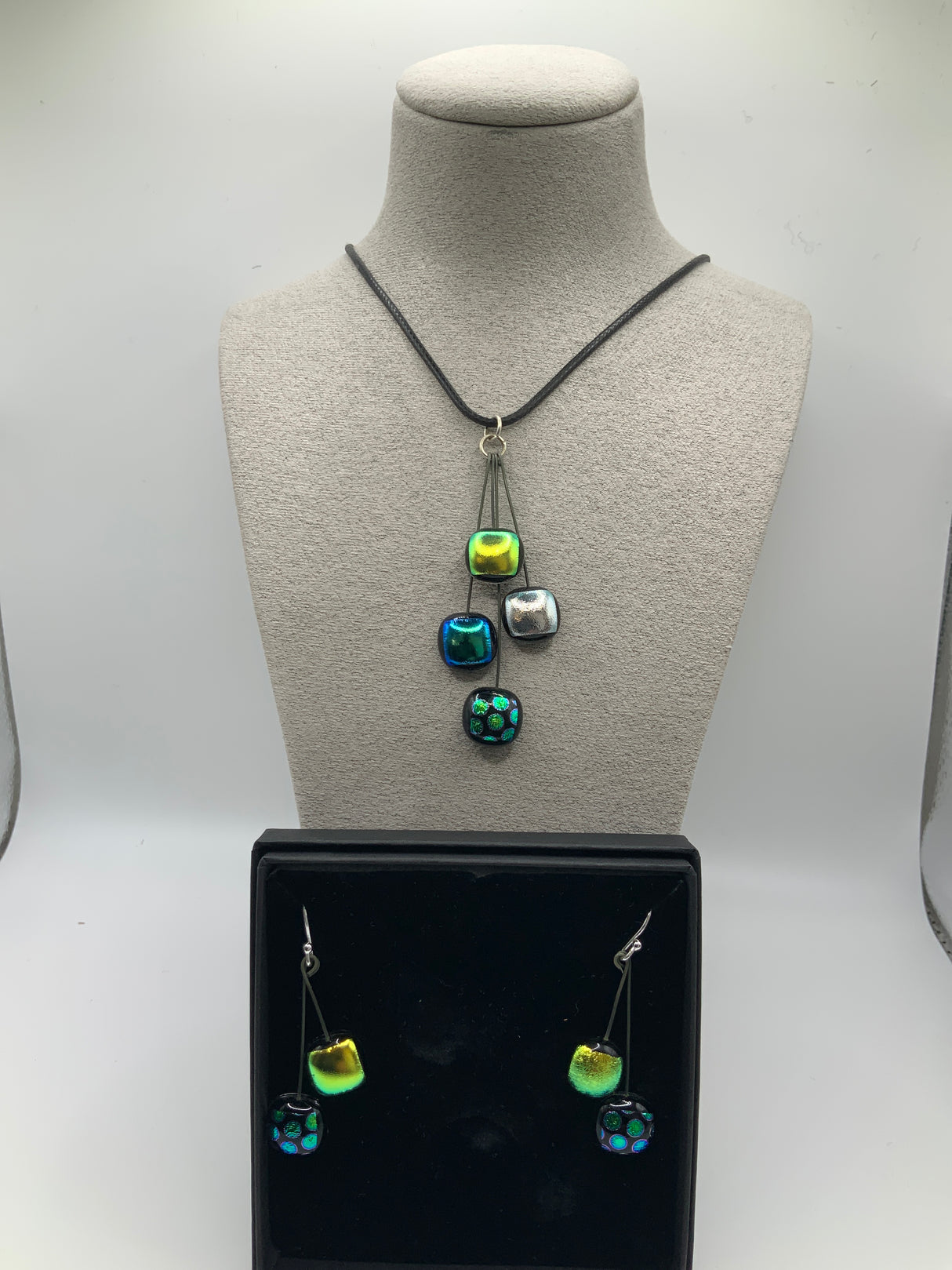 Trio Dot Pendant on cord & Earring Set