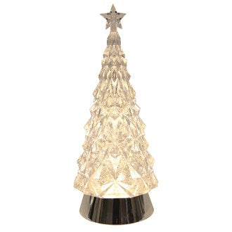 Christmas Tree Water Glass Lit Spinner 28.5cm Tall