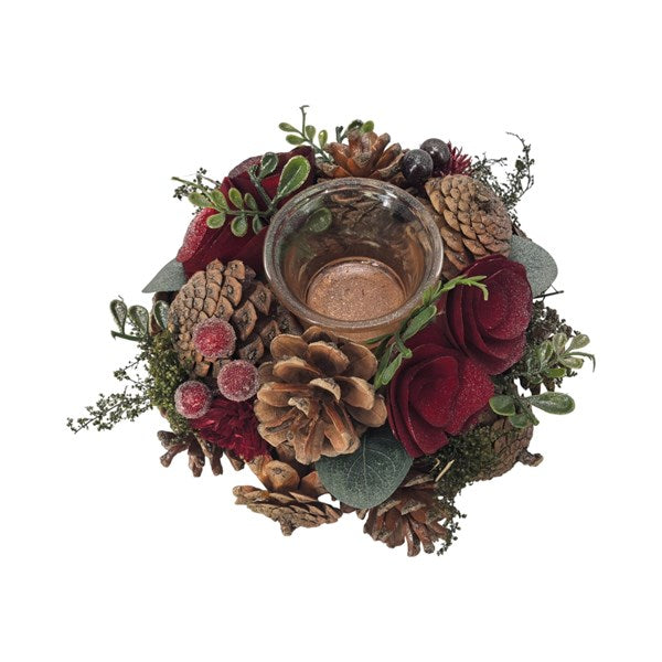 Red Cone Round Tealight Holder 17cm