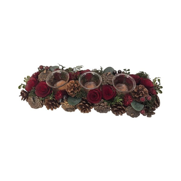 Red Cone Triple Tealight Holder 41cm