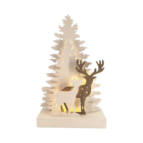 Reindeer & Tree LED Ornament 30 x 49cm