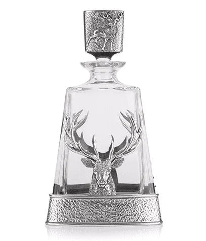 Pewter Stag Pyramid Glass Decanter