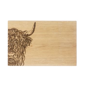 Highland Cow 30cm Oak Cheese Board & Knife Set (Boxed)