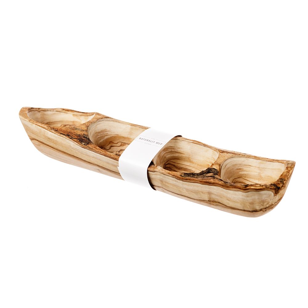 Olive Wood Four Section Nibbles Tray (40cm approx)