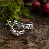 Celtic Four Loop Knot Hoop Stud Earrings