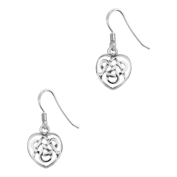 Celtic Trinity Heart Drop Earrings