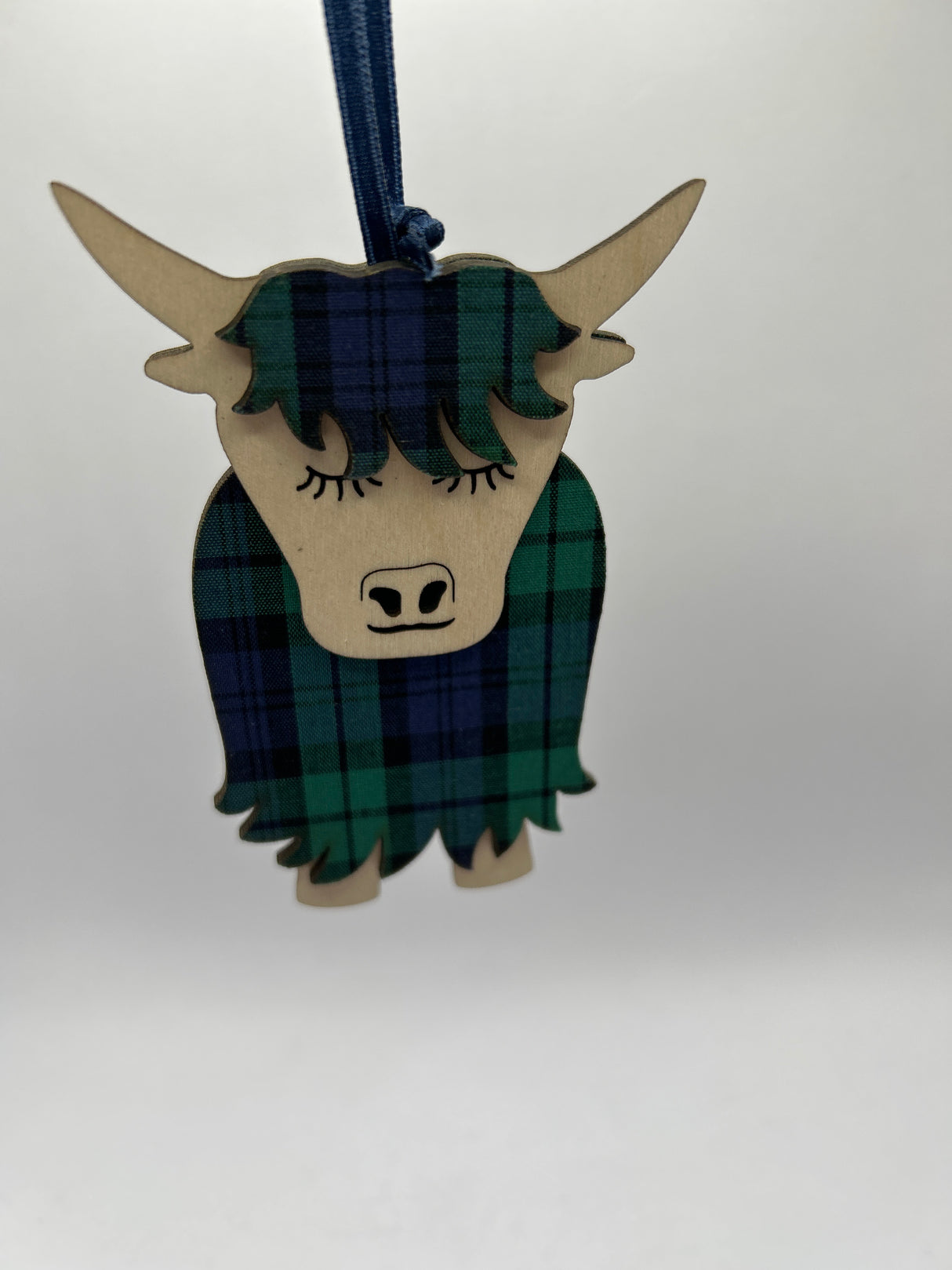 Morag the Highland Cow Hanging Decoration in Black Watch