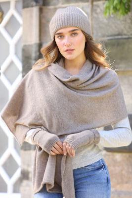 100% Cashmere Blanket Scarf - Mushroom