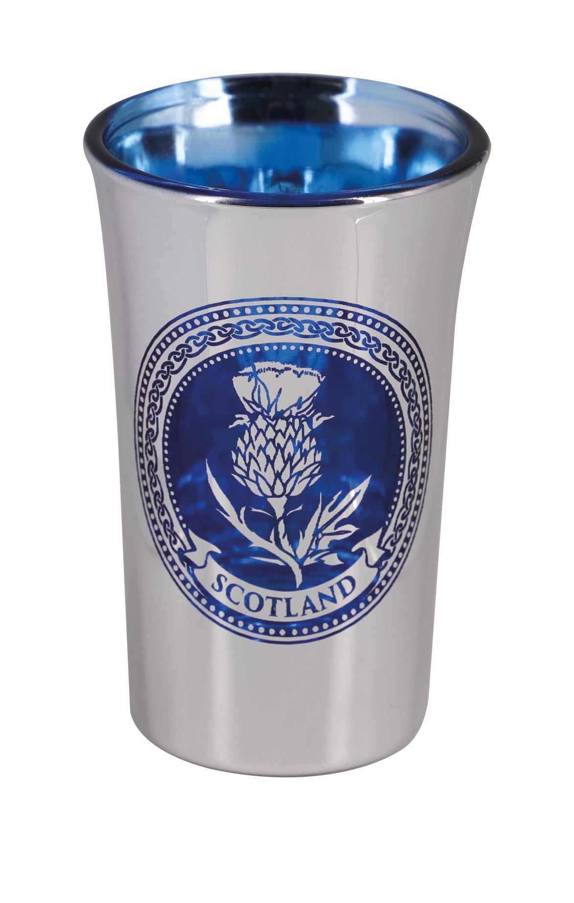 Thistle Shot Glass (Blue on Silver)