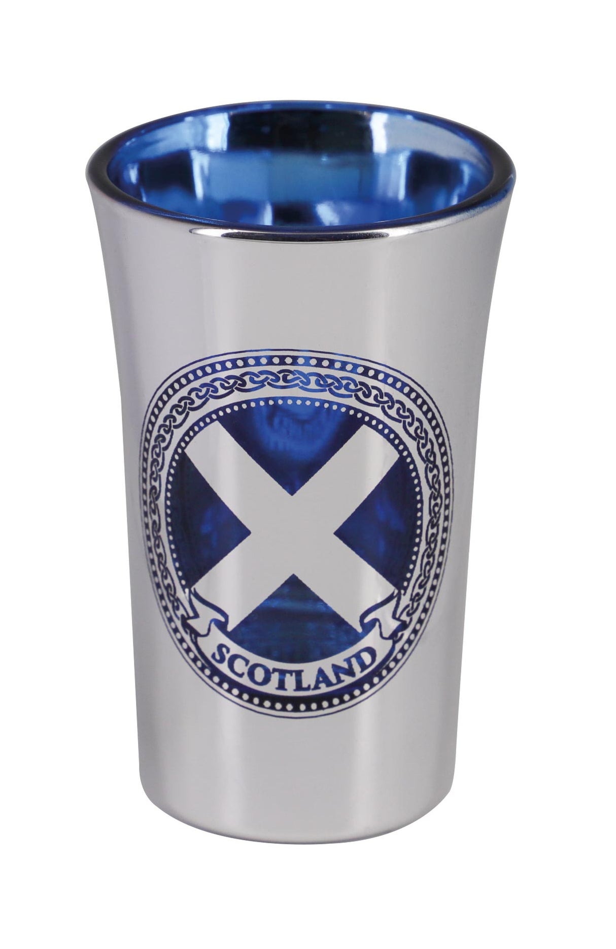 Saltire Shot Glass (Blue on Silver)