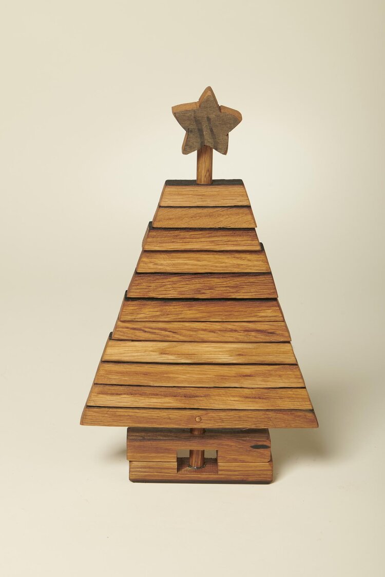 Small Whisky Barrel Vintage Oak Christmas Tree