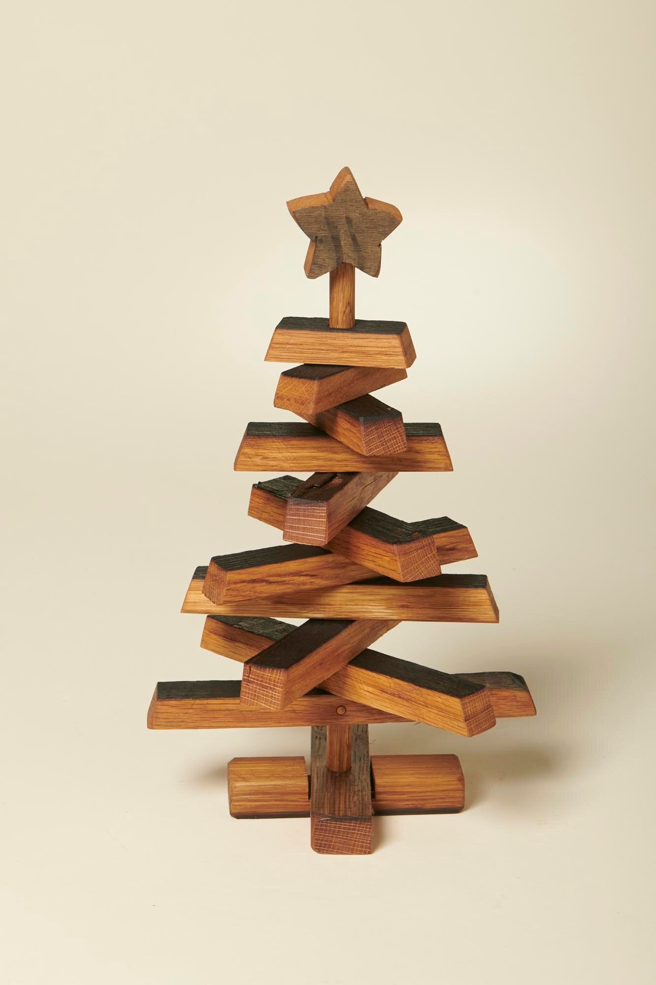 Small Whisky Barrel Vintage Oak Christmas Tree