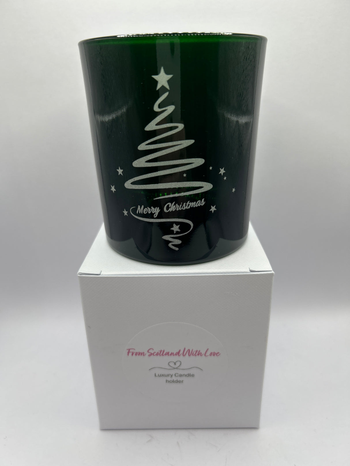 Green Merry Christmas Luxury Christmas Candle Jar (Boxed)